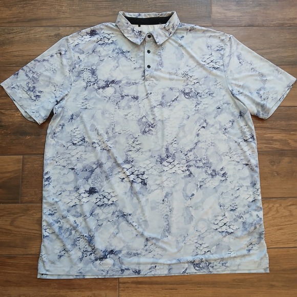 Scales‎ Polo Mens XXL 2XL White AOP Golf Performance Stretch Flex Golf Club Logo - Picture 2 of 13